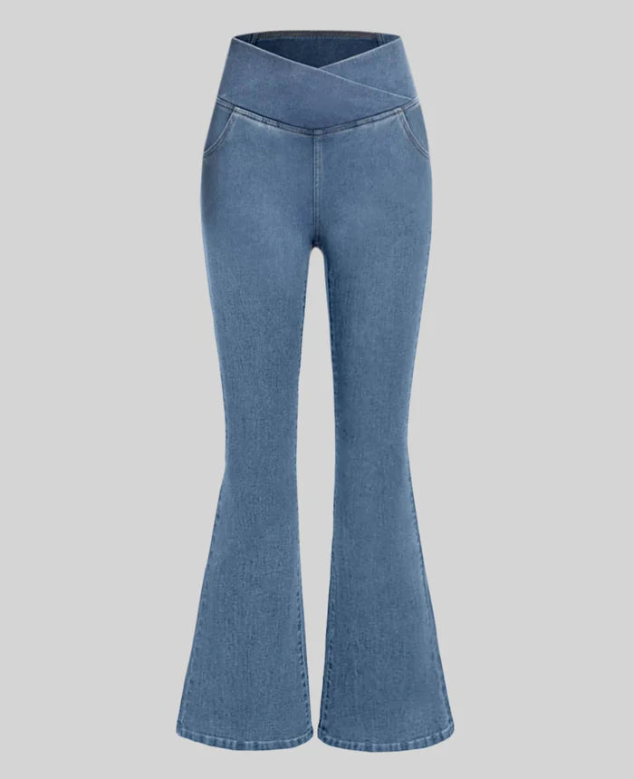 Calça Jeans Cintura Alta Cruzada - Modelo Claire [EFEITO EMPINA BUMBUM E BARRIGA CHAPADA]